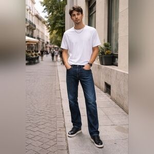 MP Meltin Pot Men's Dark Wash Button Fly Straight Jeans 31x34